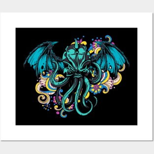 Cthulhu Floral Ornament Sea Monster Horror Posters and Art